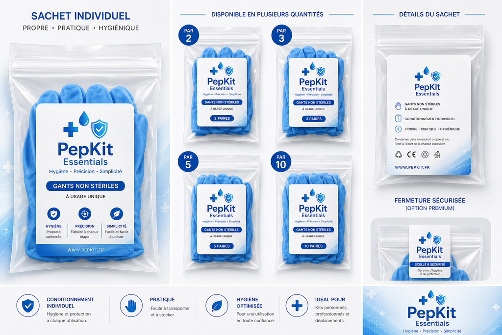 Gants nitrile non poudrés – (Sans latex) à la paire